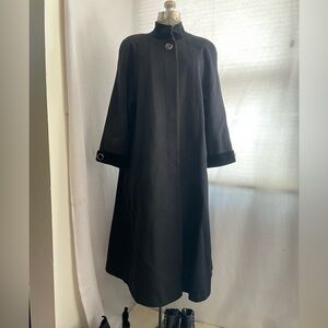 Vintage Alorna black wool coat with velvet cuffs and collar